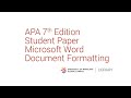 APA Paper Formatting (7th Edition)