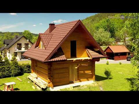 Projekt Feniks 9. Dom z pół bali do 35 m2 na zgłoszenie. Gold Wood.