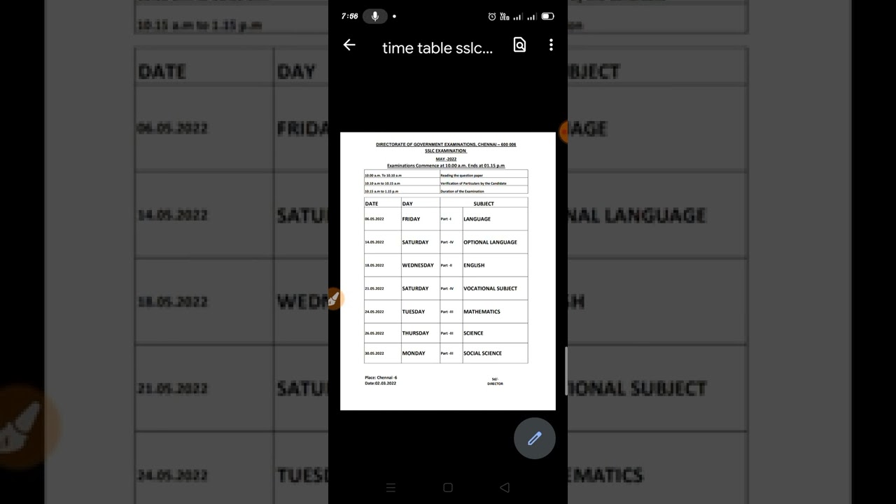 10 th Standard|Annual exam timetable|may 2022 |annual exam