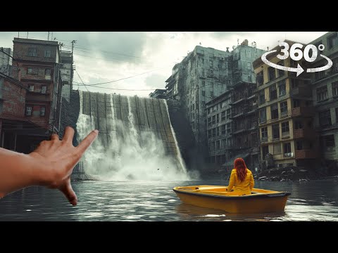 360° Sinking after Car Accident during Storm and Sudden Flood with Girlfriend VR 360 Video