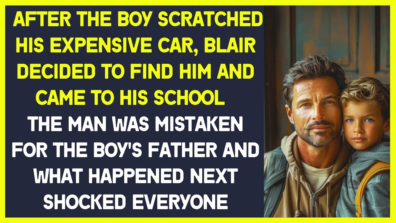 After the boy scratched his car, Blair  came to his school and was mistaken for his  father