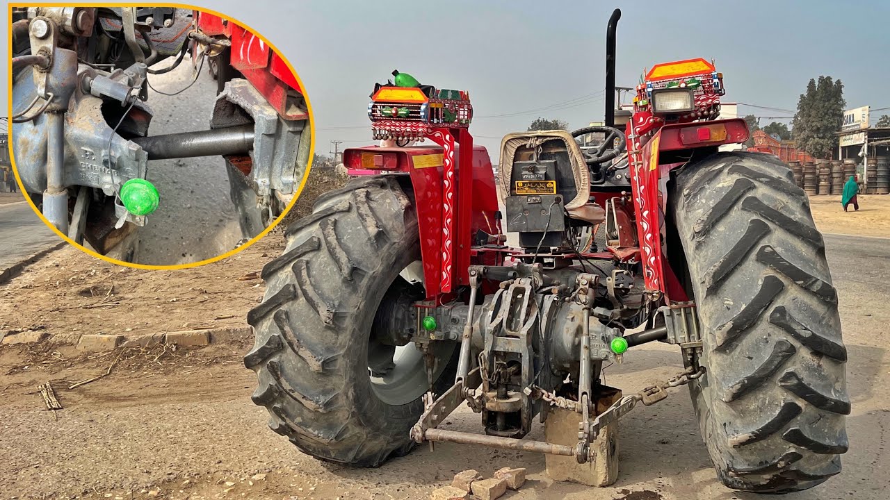 Loaded Tractor Hitted the Footpath and Tube Broke Down We Repaired It in Emergency on Road.