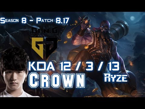 GEN Crown RYZE vs AZIR Mid - Patch 8.17 KR Ranked
