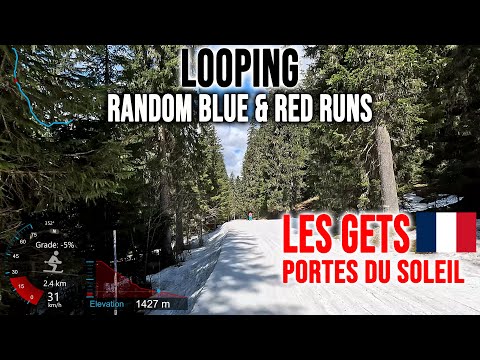 [4K] Skiing Les Gets, Looping Resort - Random Blue & Red Runs, Portes du Soleil France, GoPro HERO13