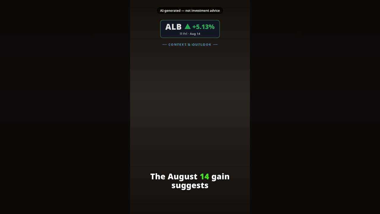 Why Is Albemarle Stock Leaping Today? ALB +5.13% (Aug 14)