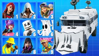 FORTNITE CHALLENGE PART #48 - GUESS THE SKIN BY THE BATTLE BUS STYLE.