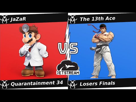 Quarantainment 34 Losers Finals - JaZaR (Dr. Mario) Vs. The 13th Ace (Ryu, Wolf) - SSBU