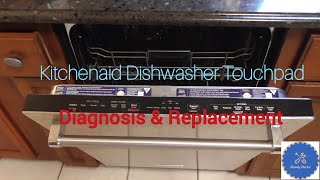 Diagnose & replace Kitchenaid dishwasher touchpad. control touchpad not working, Whirlpool, Maytag