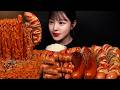 Giant Cheese Frank Sausages With Mushroom Buldak Ramen Mukbang ASMR