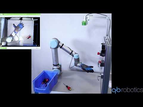qb SoftHand in a pick & place application with a UR5 cobot and a Pick-it 3D camera