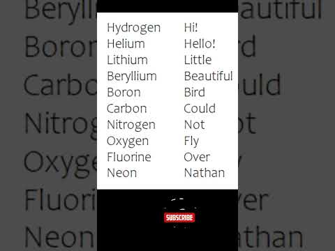 Easy MNEMONIC to remember the first 10 ELEMENTS of the PERIODIC TABLE #chemsitry #elements #trick