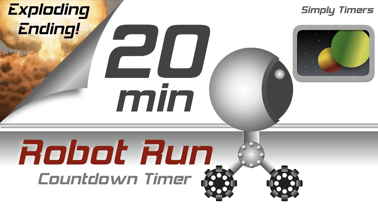 20 min racing robot countdown timer with exploding ending