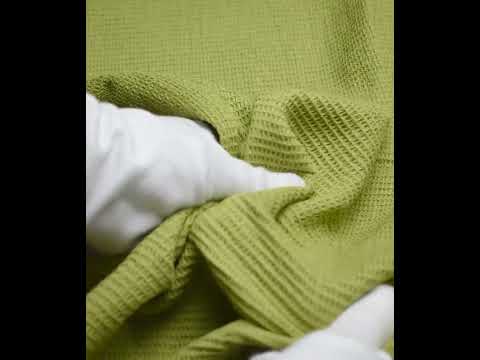 Green Honeycomb Weave Pure Cotton 122 GSM Handwoven Fabric — video