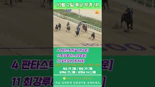 [부산 경마] 10월 2일 목요 1경주 삼쌍도사 전문위원 삼쌍승 고배당 적중 #경마 #하이라이트 #고배당 #경마 #하이라이트 #고배당