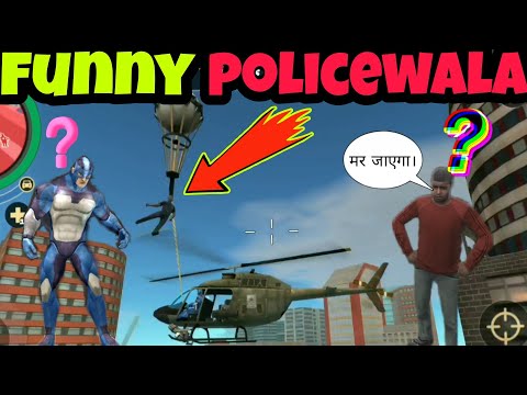 Ropr hero vice town gameplay | funny policewala hang to helicopter | rope hero vice town game