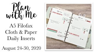 Plan with Me | A5 Filofax | Cloth and Paper Daily Inserts | Aug 24-30, 2020 #filofax #clothandpaper