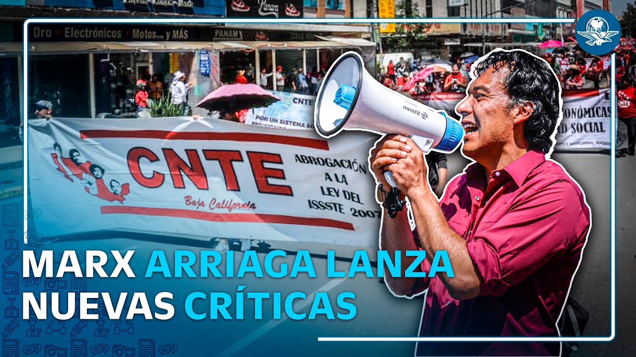 Marx Arriaga acusa a empresas de lucrar con la educación; participa en marcha de la CNTE