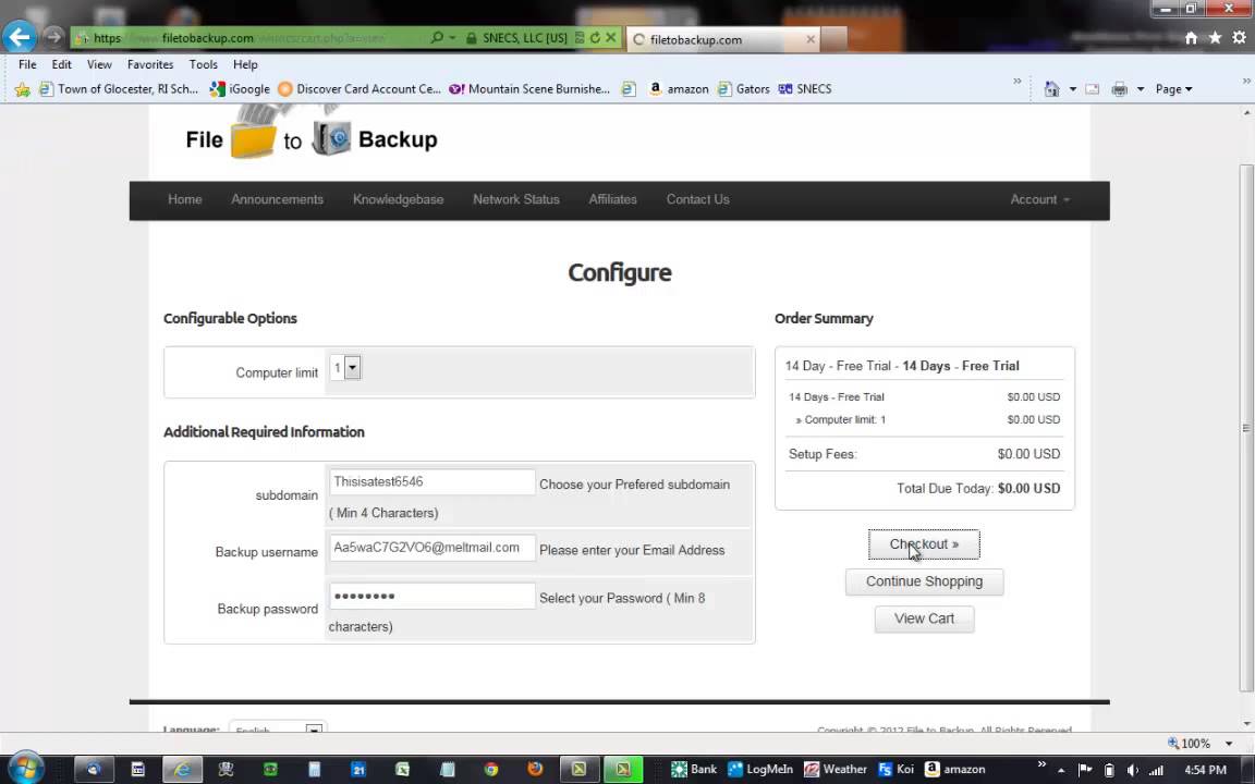 Part 1 - Sign up for 14 day Free Trial of File to Backup