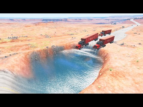Cars vs Giant water pit #2-BeamNG.Drive