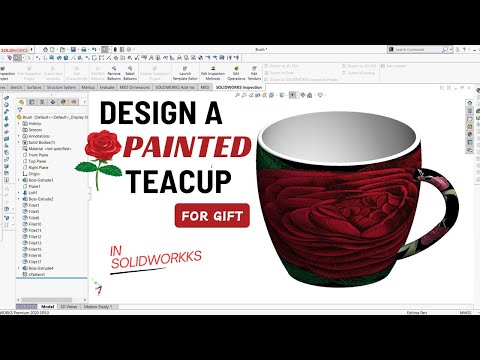 Design a Stunning Rose Teacup in SolidWorks: #revolve #sweep  #decal