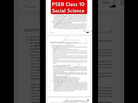 Pseb Class 10 Social Science english medium Pre Board Exam 2025