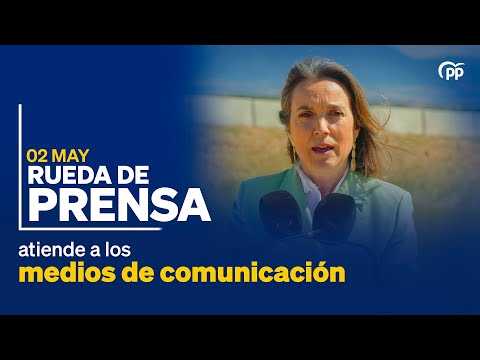 Cuca Gamarra atiende a los medios en Santo Domingo de la Calzada, La Rioja