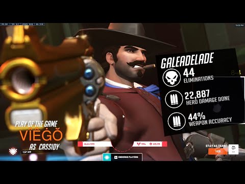 GALE is DOMINATING AS CASSIDY - 44 ELIMS! POTG! [ OVERWATCH 2 SEASON 2 TOP 500 ]