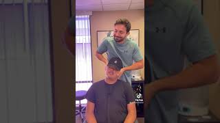 He CAN'T RELAX for his neck adjustment! #chiropractor #cracks #adjustment #health #shorts