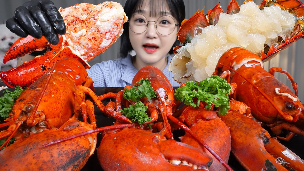 귀여운 랍스터 3마리🦞꼬리는 생으로! 3 Cute Mini Lobsters! Raw Tails! Mukbang ASMR
