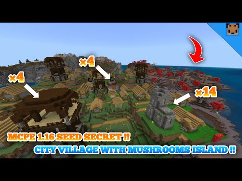 Minecraft pe 1.16 seed secret !! - seed found city village and pillage with mushroom island, portal