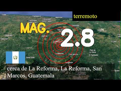 Terremoto de magnitud 2.8 ocurrió cerca de La Reforma, La Reforma, San Marcos, Guatemala hoy 03 de