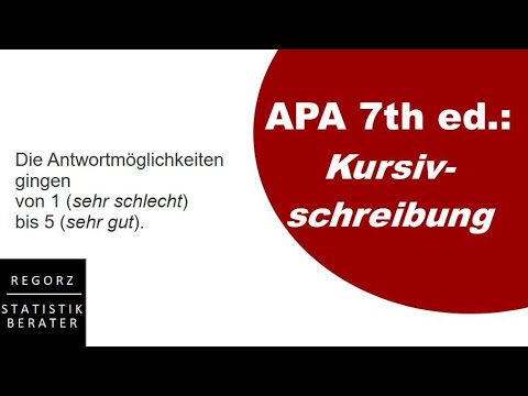 Wann kursiv schreiben nach APA 7th ed.?