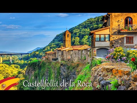 Castellfollit de la Roca Spain 🇪🇸 Beautiful Village Tour 🌞 Unique Medieval Villages 🌷 Walk 4K
