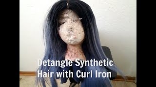 HOW TO || Detangle Synthetic Hair with Curl Iron | MISTY BLU
