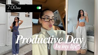 7AM *PRODUCTIVE* DAY IN MY LIFE | morning, gym, cardio, healthy eats,  skincare.....