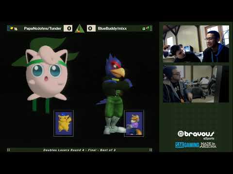 Smash Camp 2019 Doubles Losers Round 4 - PapaNoJohns/Tunder (Blue) vs BlueBuddy/mixx (Green)