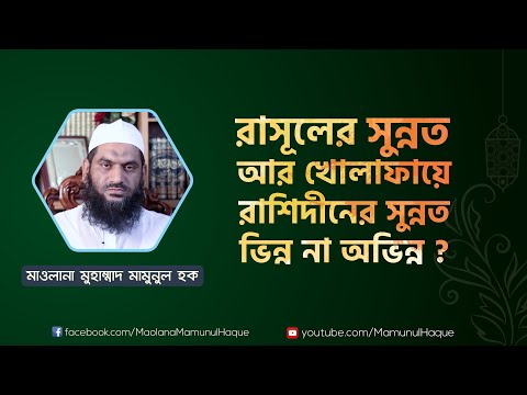 রাসূলের সুন্নত আর খোলাফায়ে রাশিদীনের সুন্নত ভিন্ন না অভিন্ন ?- মাওলানা মামুনুল হক