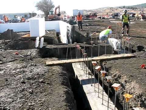 Fox Blocks in action on State Project New Mexico stem walls footing lines and first coursing