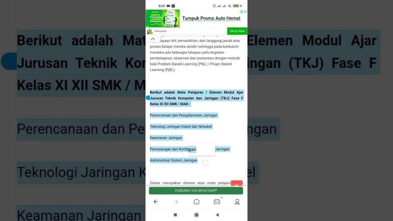 Modul Ajar Jurusan Teknik Komputer dan Jaringan (TKJ) Fase F Rpp Kurikulum Merdeka SMK Kelas XI XII