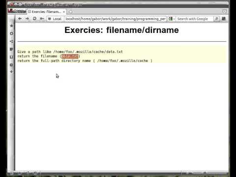 Beginner Perl Maven tutorial: 10.16 - Exercise split path - filename/dirname