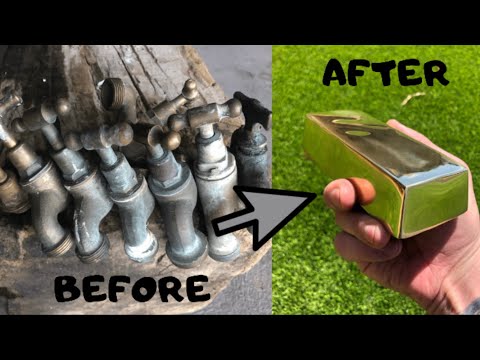 Perfect Mirrored Bar From Old Scrap Taps - Trash To Treasure - ASMR BRASS CASTING