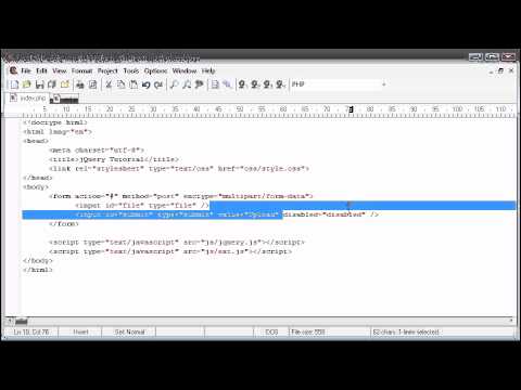 jQuery Tutorial 29 Enable submit button after file selected
