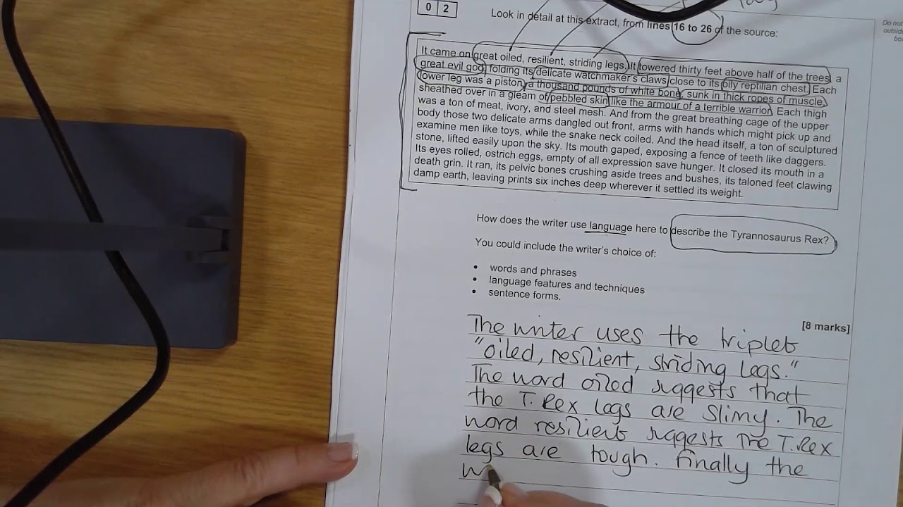 Walk through Mock GCSE English Language Paper 1 (T-Rex)