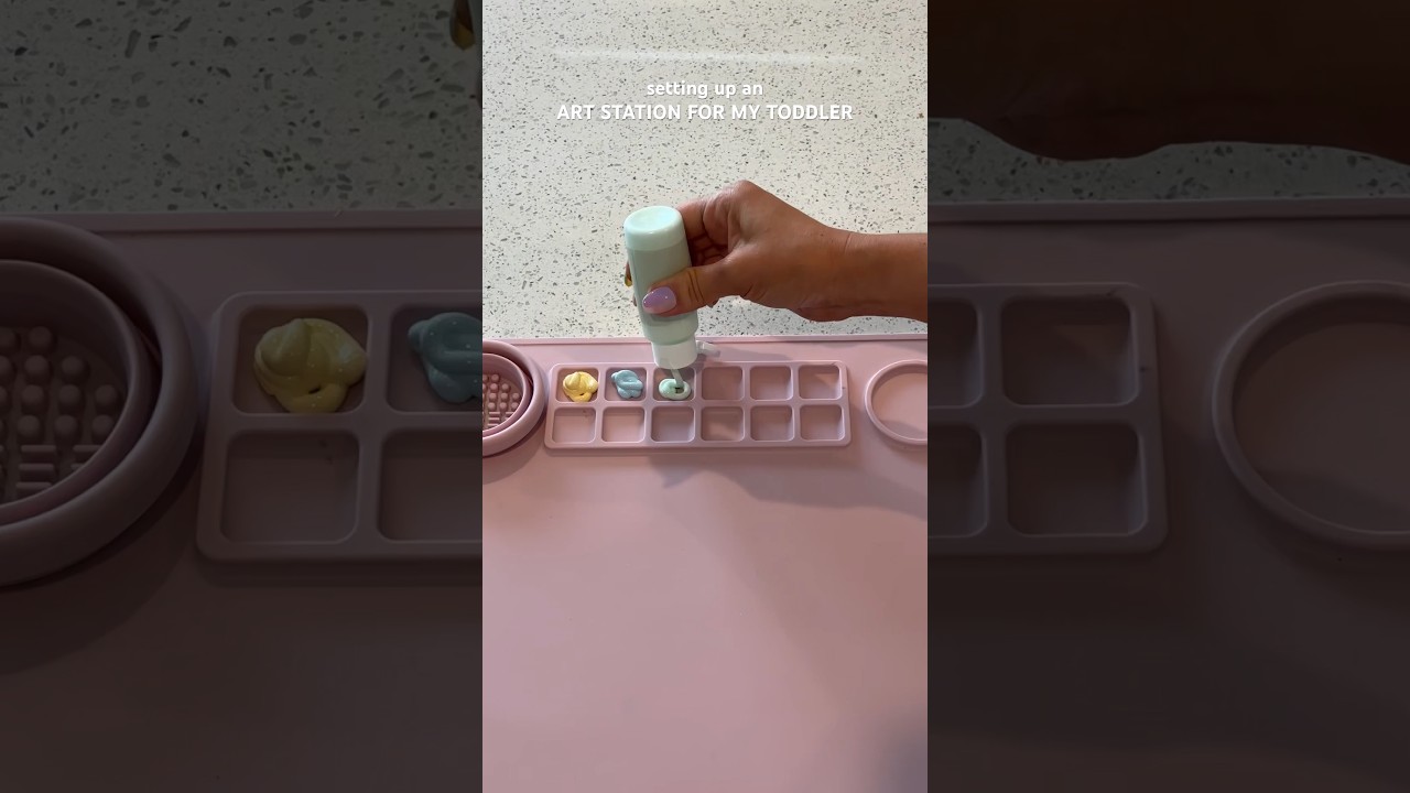 Setting up a spring art station for my toddler🌸🎨Its the little things! #artstation #kidsactivities