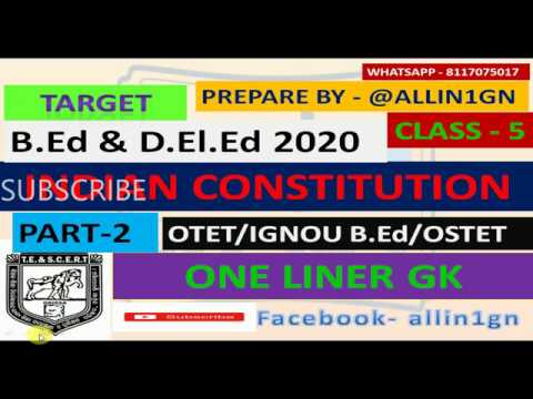INDIAN CONSTITUTION PART 2  ONE LINER GK  @allin1gn
