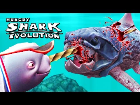 Hungry Shark Evolution - Natasha The Narwhal vs Enemy Big Daddy