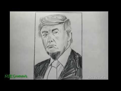 How to draw america president trump pencil sketch
