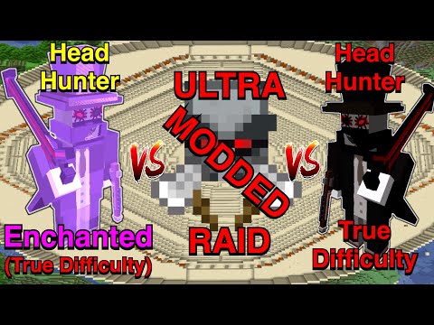 Headhunter VS Ultra Modded Raid VS Enchanted Headhunter| Minecraft |Mobs Battle