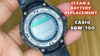 Casio SGW100 -1V Twin Sensor Digital Watch Battery Replacement And Cleaning