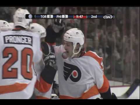 Dan Carcillo scores vs Maple Leafs - 1-6-10